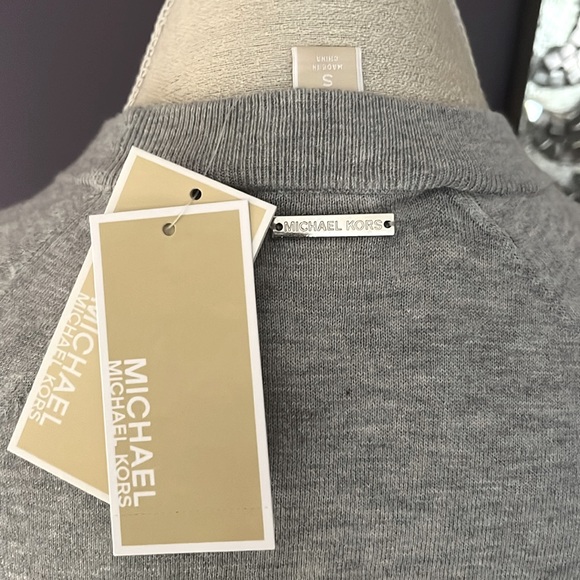 NWT MK Gray Knitted Sequin Front Ladies Sweater, Size Small - Picture 2 of 5